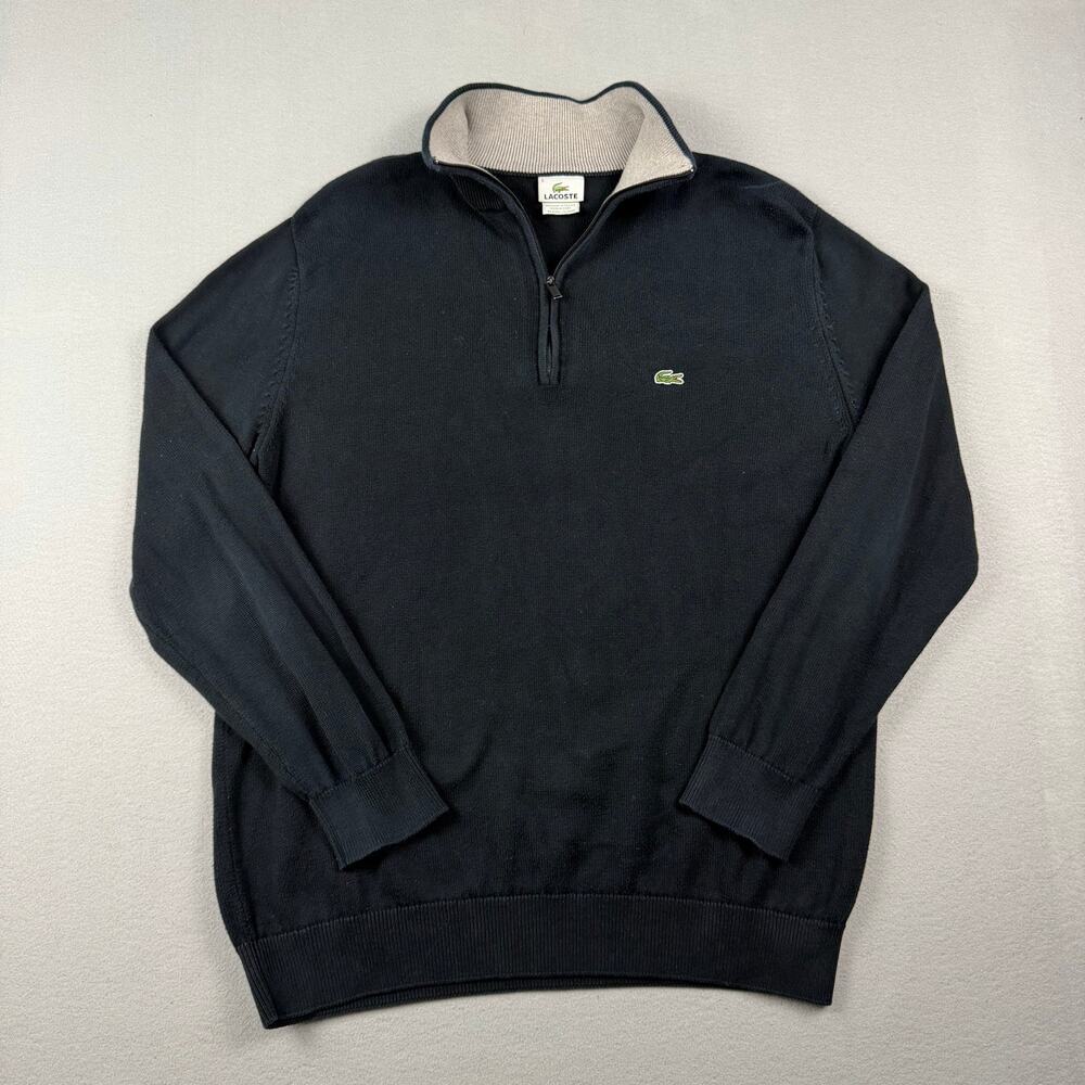 Lacoste Vintage Black 1/4 Zip Sweater Size 5